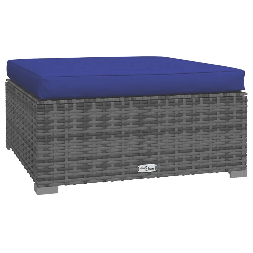 9 Piece Garden Lounge Set with Cushions Grey Poly Rattan