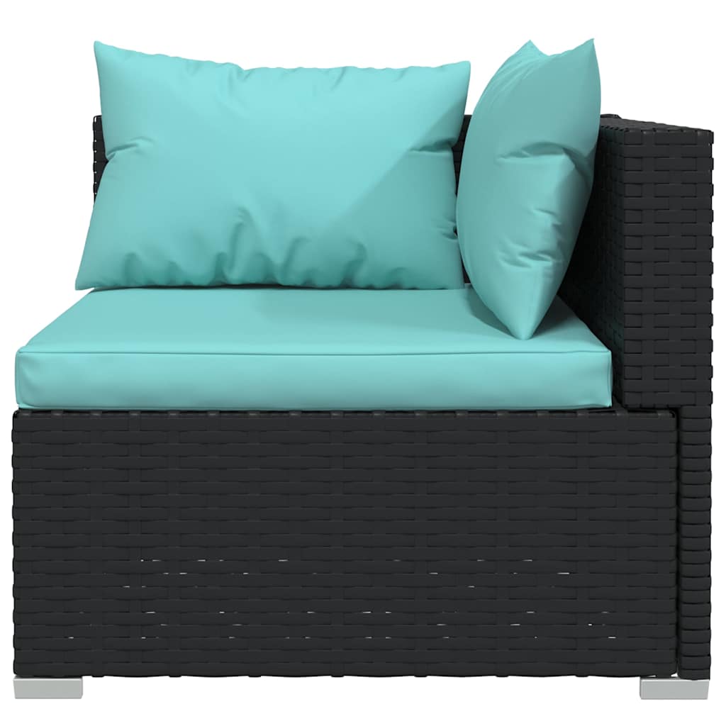 10 Piece Garden Lounge Set with Cushions Black Poly Rattan