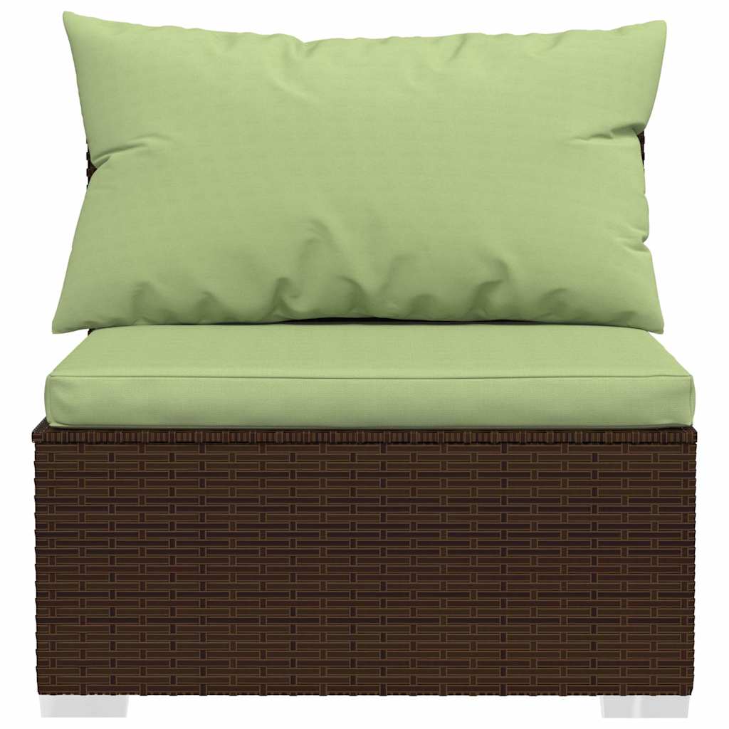 10 Piece Garden Lounge Set with Cushions Brown Poly Rattan