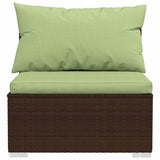10 Piece Garden Lounge Set with Cushions Brown Poly Rattan