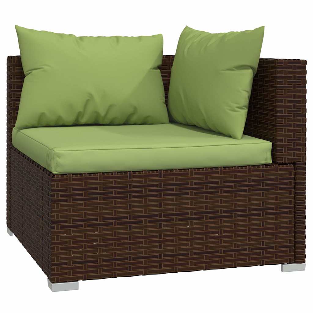 10 Piece Garden Lounge Set with Cushions Brown Poly Rattan