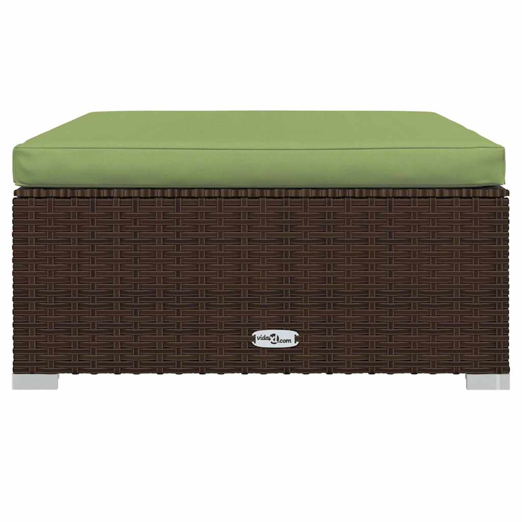 10 Piece Garden Lounge Set with Cushions Brown Poly Rattan