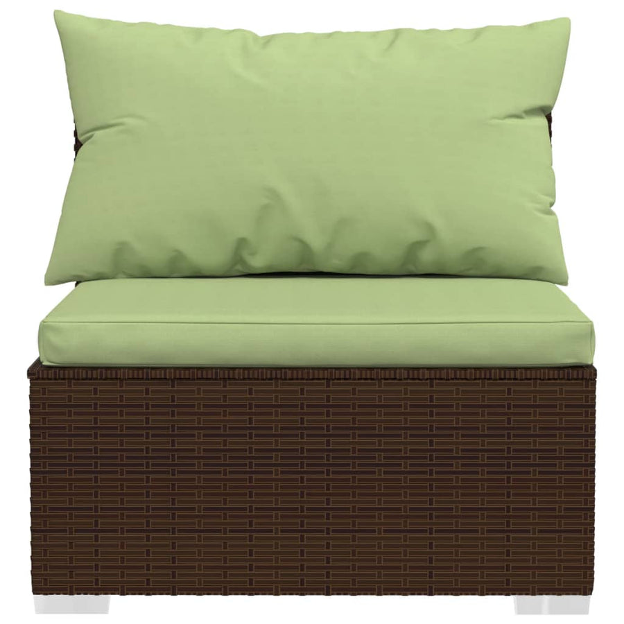 10 Piece Garden Lounge Set with Cushions Brown Poly Rattan