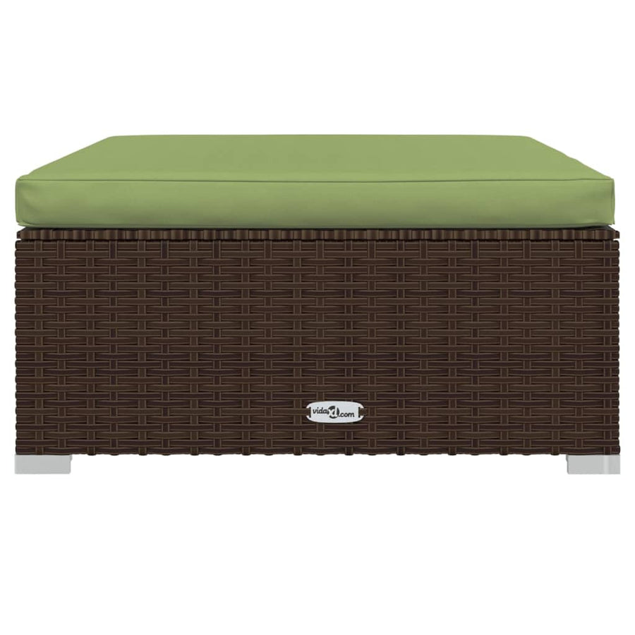 10 Piece Garden Lounge Set with Cushions Brown Poly Rattan