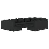9 Piece Garden Lounge Set with Cushions Black Poly Rattan