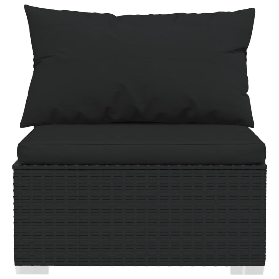9 Piece Garden Lounge Set with Cushions Black Poly Rattan