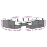 9 Piece Garden Lounge Set with Cushions Brown Poly Rattan - Close-Up Angle