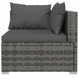 9 Piece Garden Lounge Set with Cushions Grey Poly Rattan - Rear View