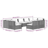 9 Piece Garden Lounge Set with Cushions Grey Poly Rattan