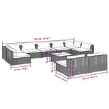 10 Piece Garden Lounge Set with Cushions Brown Poly Rattan - Extra Image