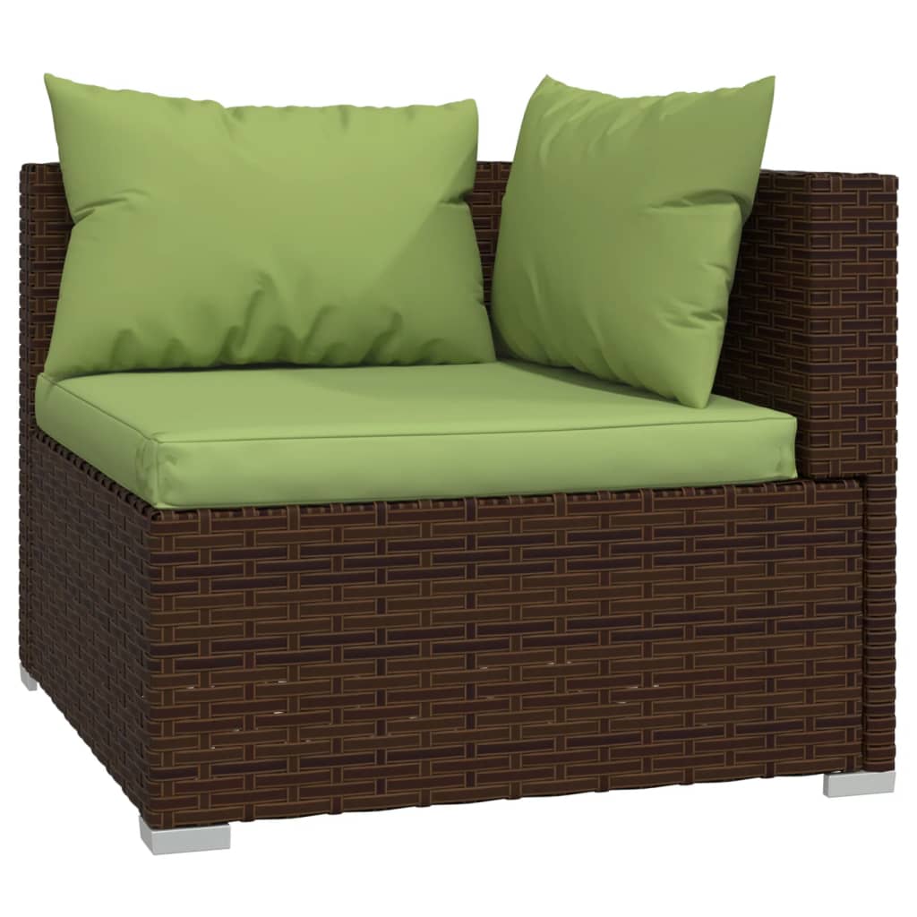 10 Piece Garden Lounge Set with Cushions Brown Poly Rattan