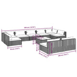 10 Piece Garden Lounge Set with Cushions Grey Poly Rattan - Extra Image