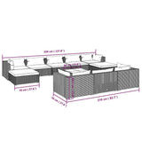11 Piece Garden Lounge Set with Cushions Black Poly Rattan - Extra Image