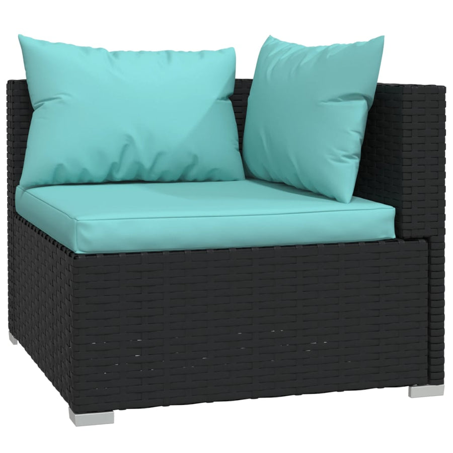9 Piece Garden Lounge Set with Cushions Black Poly Rattan