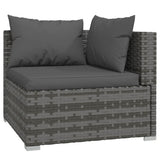 9 Piece Garden Lounge Set with Cushions Grey Poly Rattan - 45-Degree Angle
