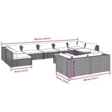 10 Piece Garden Lounge Set with Cushions Black Poly Rattan - Extra Image