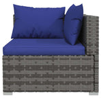 10 Piece Garden Lounge Set with Cushions Grey Poly Rattan