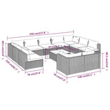 12 Piece Garden Lounge Set with Cushions Black Poly Rattan - Extra Image