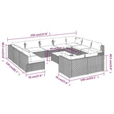 12 Piece Garden Lounge Set with Cushions Brown Poly Rattan - Extra Image