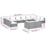 12 Piece Garden Lounge Set with Cushions Grey Poly Rattan - Close-Up Angle