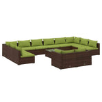 13 Piece Garden Lounge Set with Cushions Brown Poly Rattan