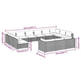 13 Piece Garden Lounge Set with Cushions Grey Poly Rattan - Close-Up Angle