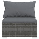 14 Piece Garden Lounge Set with Cushions Grey Poly Rattan - Rear View