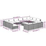 14 Piece Garden Lounge Set with Cushions Grey Poly Rattan - Extra Image