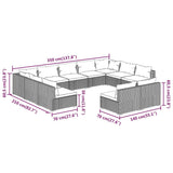 11 Piece Garden Lounge Set with Cushions Black Poly Rattan - Close-Up Angle