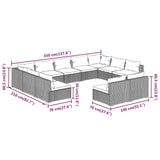 11 Piece Garden Lounge Set with Cushions Brown Poly Rattan - Close-Up Angle