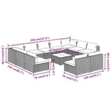 12 Piece Garden Lounge Set with Cushions Brown Poly Rattan