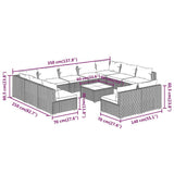 12 Piece Garden Lounge Set with Cushions Brown Poly Rattan
