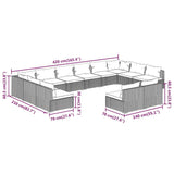 12 Piece Garden Lounge Set with Cushions Brown Poly Rattan - Close-Up Angle