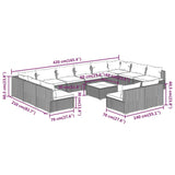 13 Piece Garden Lounge Set with Cushions Grey Poly Rattan