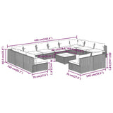 13 Piece Garden Lounge Set with Cushions Grey Poly Rattan - Extra Image