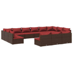 13 Piece Garden Lounge Set with Cushions Brown Poly Rattan