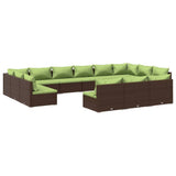 13 Piece Garden Lounge Set with Cushions Brown Poly Rattan
