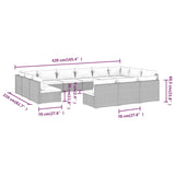 13 Piece Garden Lounge Set with Cushions Grey Poly Rattan - Close-Up Angle