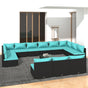 14 Piece Garden Lounge Set with Cushions Black Poly Rattan