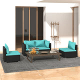 4 Piece Garden Lounge Set with Cushions Poly Rattan Black