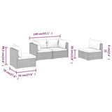 4 Piece Garden Lounge Set with Cushions Poly Rattan Grey