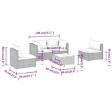 5 Piece Garden Lounge Set with Cushions Poly Rattan Grey - Extra Image