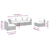 5 Piece Garden Lounge Set with Cushions Poly Rattan Brown - Close-Up Angle