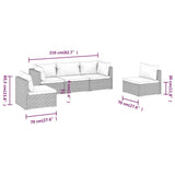 5 Piece Garden Lounge Set with Cushions Poly Rattan Grey