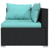 6 Piece Garden Lounge Set with Cushions Poly Rattan Black - Top-Down View