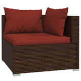6 Piece Garden Lounge Set with Cushions Poly Rattan Brown - Side View