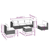 6 Piece Garden Lounge Set with Cushions Poly Rattan Grey