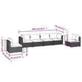 6 Piece Garden Lounge Set with Cushions Poly Rattan Black - Close-Up Angle