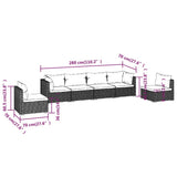6 Piece Garden Lounge Set with Cushions Poly Rattan Brown - Close-Up Angle