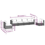 6 Piece Garden Lounge Set with Cushions Poly Rattan Grey - Close-Up Angle